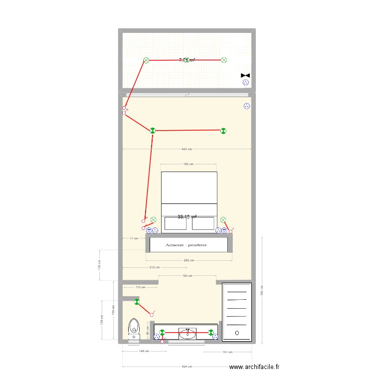 MASTER BEDROOM. Plan de 2 pièces et 41 m2
