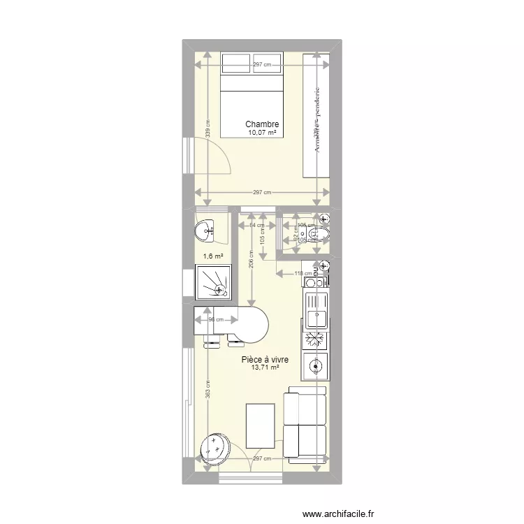 STUDIO MONTA SUD. Plan de 