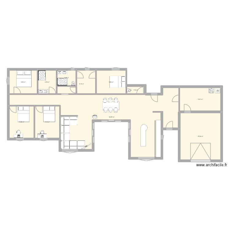 yVR2 PROJET. Plan de 11 pièces et 185 m2