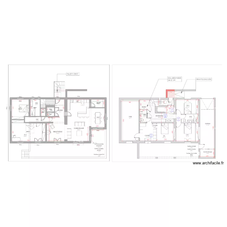 2 Ch Amandiers Projet R+1. Plan de 7 et 54 m² 2 Ch Amandiers Projet R+1. Plan de 7 et 54 m²