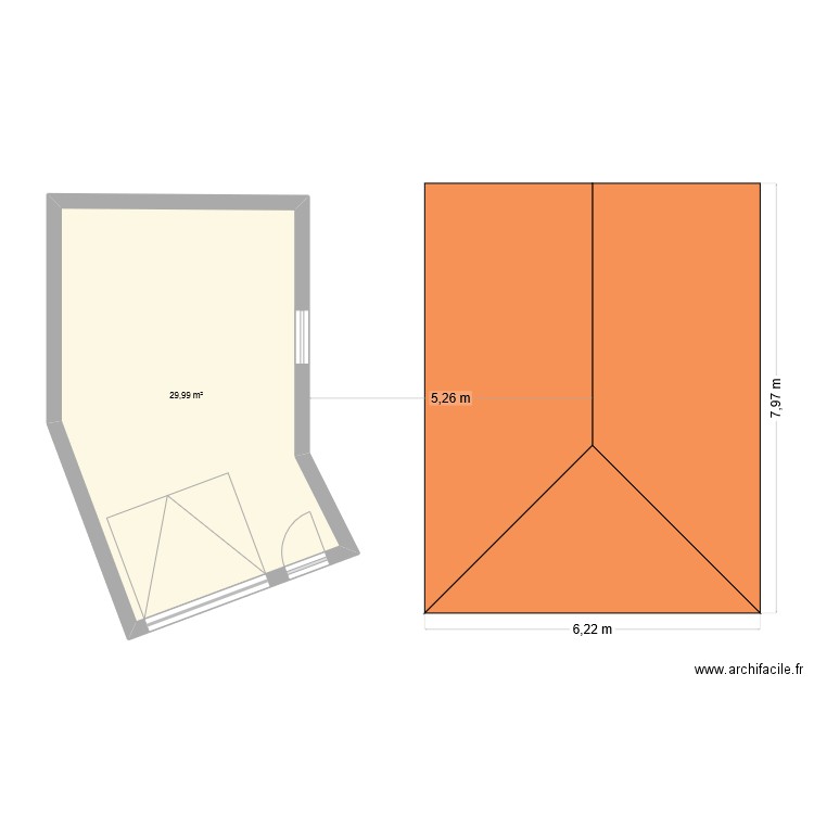 chalet garage. Plan de 1 pièce et 30 m2