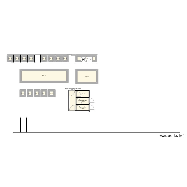 ehpad. Plan de 20 pièces et 26 m2