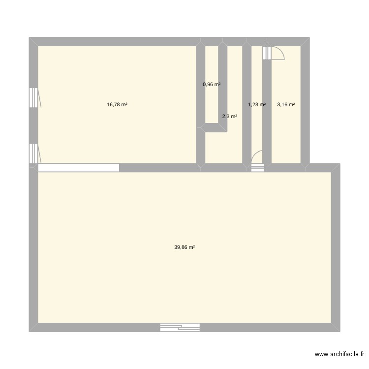 resto rukan. Plan de 6 pièces et 64 m2