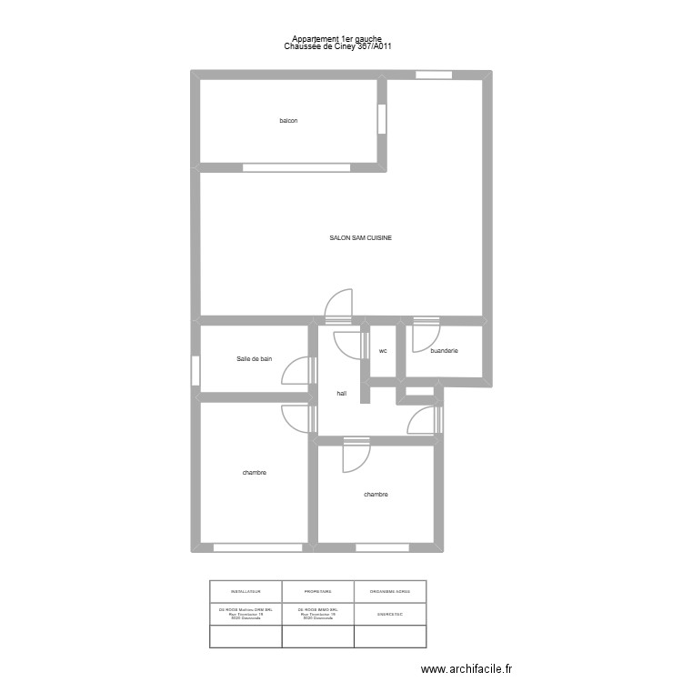 1ER gauche coutisse. Plan de 8 pièces et 98 m2