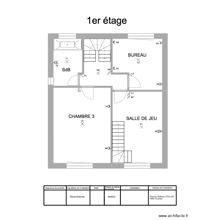 Raick 1ème étage. Plan de 11 pièces et 12 m2