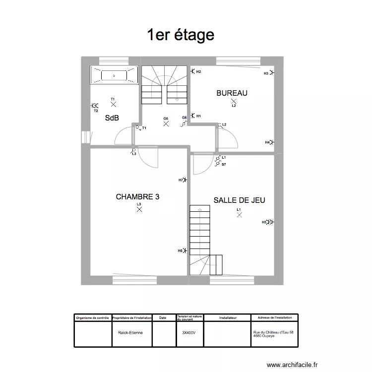 Raick 1&egrave;me &eacute;tage. Plan de 