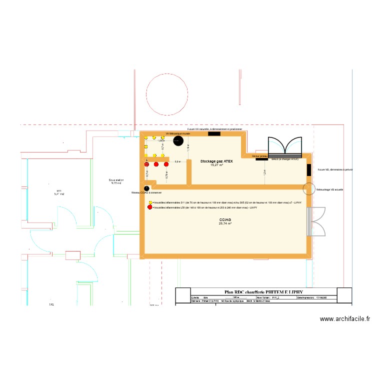 Faisabilité v1 PHITEM E - Phase 2 int - Stockage gaz ATEX (avec CCIAG). Plan de 2 pièces et 41 m2
