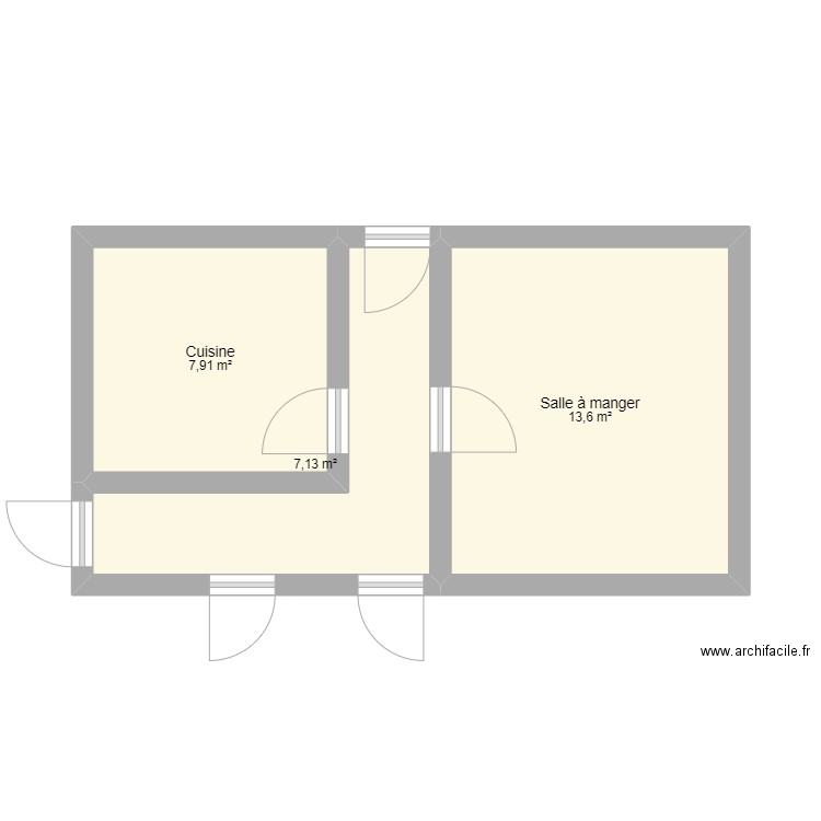 thaon maison banque. Plan de 3 pièces et 29 m2