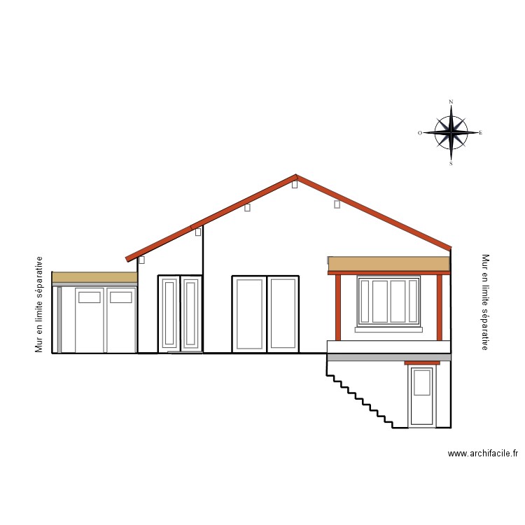 Plan de facade avant projet GUARIN ZBIS. Plan de 3 pièces et 7 m2