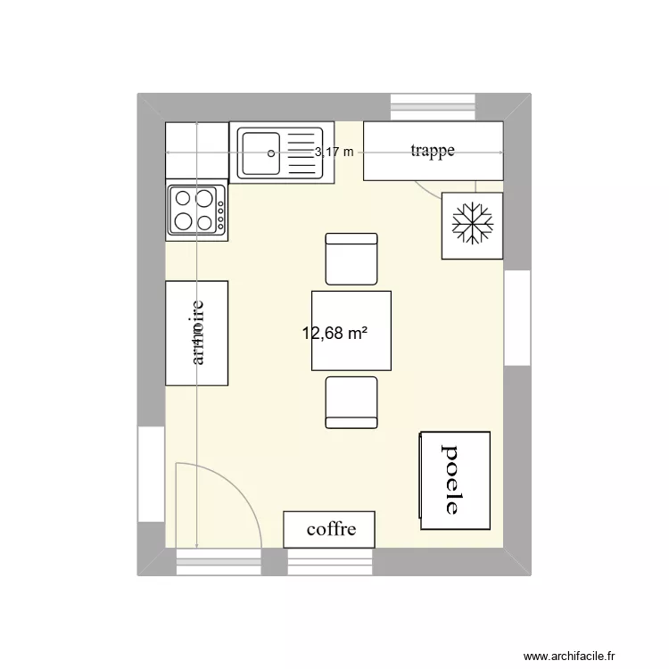 cuisine. Plan de 1 et 13 m² cuisine. Plan de 1 et 13 m²