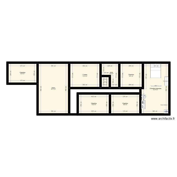 Plan actuel Cherveix Cubas 3. Plan de 9 pièces et 106 m2