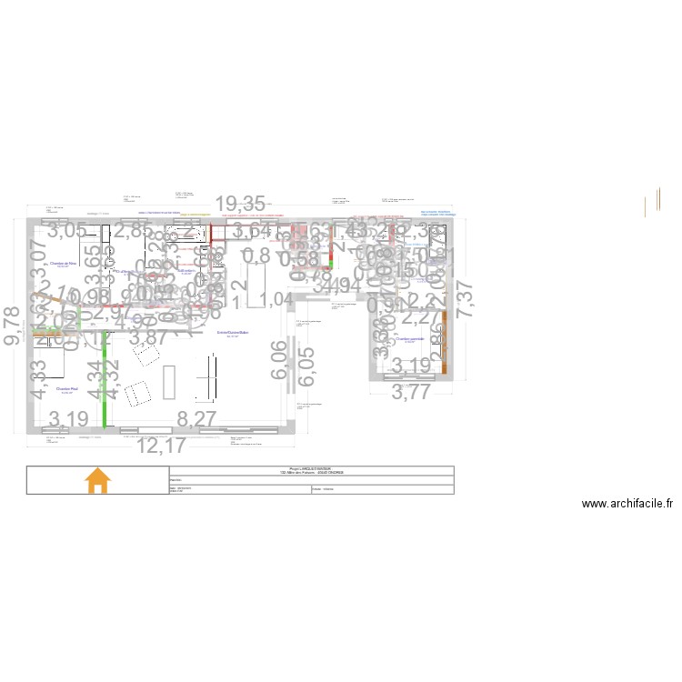 projet  LARQUET/WATIER : aménagement 08.10.25. Plan de 12 pièces et 136 m2