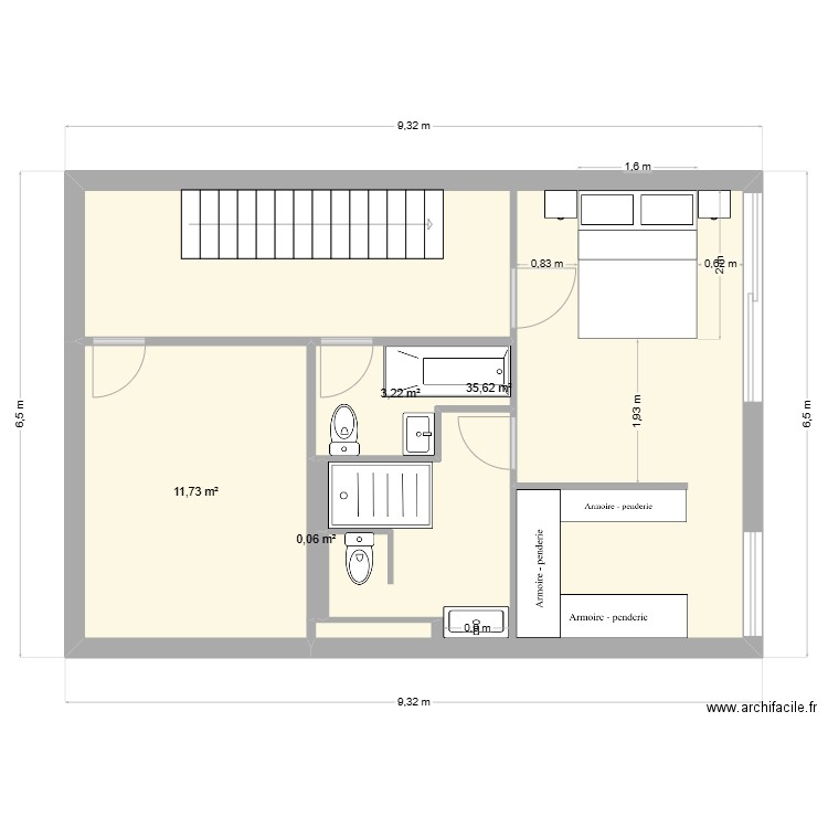 1er Claira 2 salles de bain complètes v4. Plan de 4 pièces et 51 m2