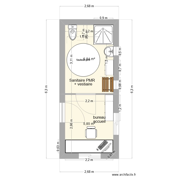 module 1 catalogue. Plan de 2 pièces et 13 m2
