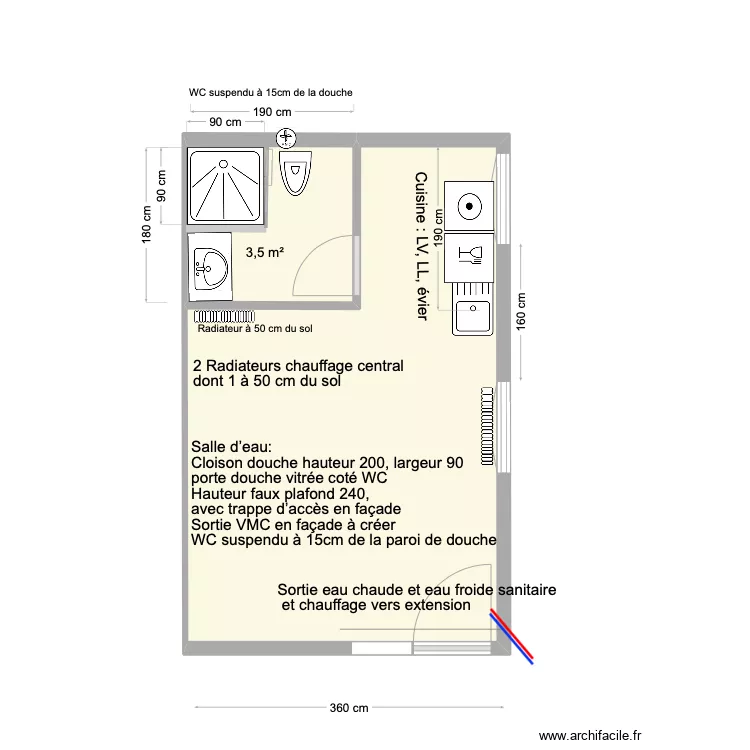 studio plomberie. Plan de studio plomberie. Plan de