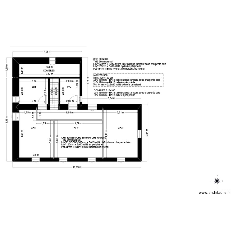 BERGERIE PLAN ETAGE DOUBLAGE ISOLATION. Plan de 0 pièce et 0 m2
