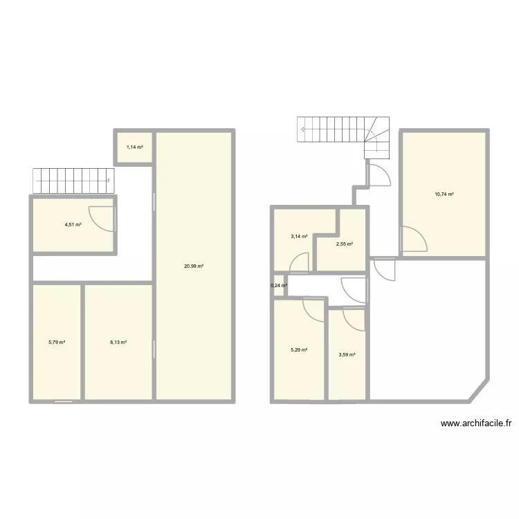 Plan original. Plan de 11 et 66 m² Plan original. Plan de 11 et 66 m²