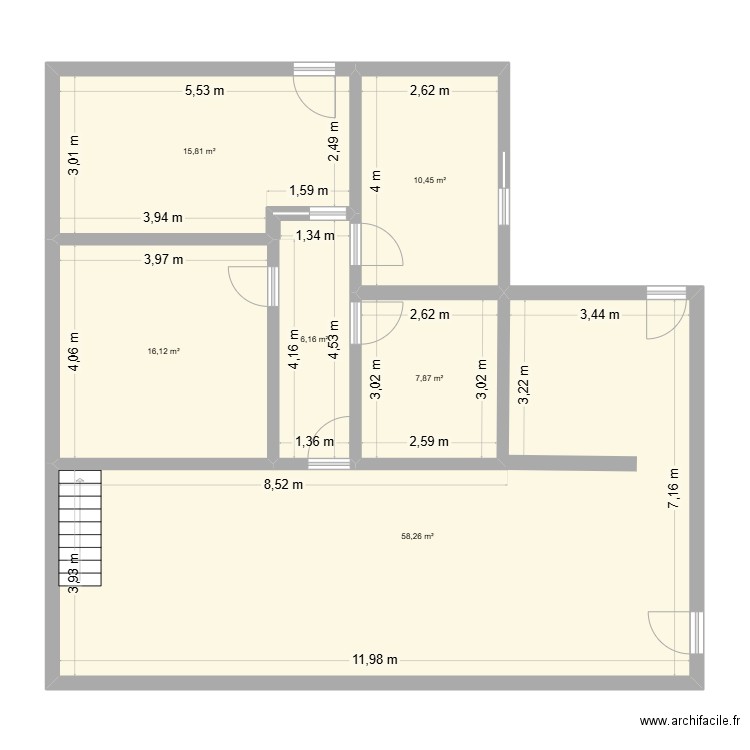 Maison Lescarran 3. Plan de 6 pièces et 115 m2