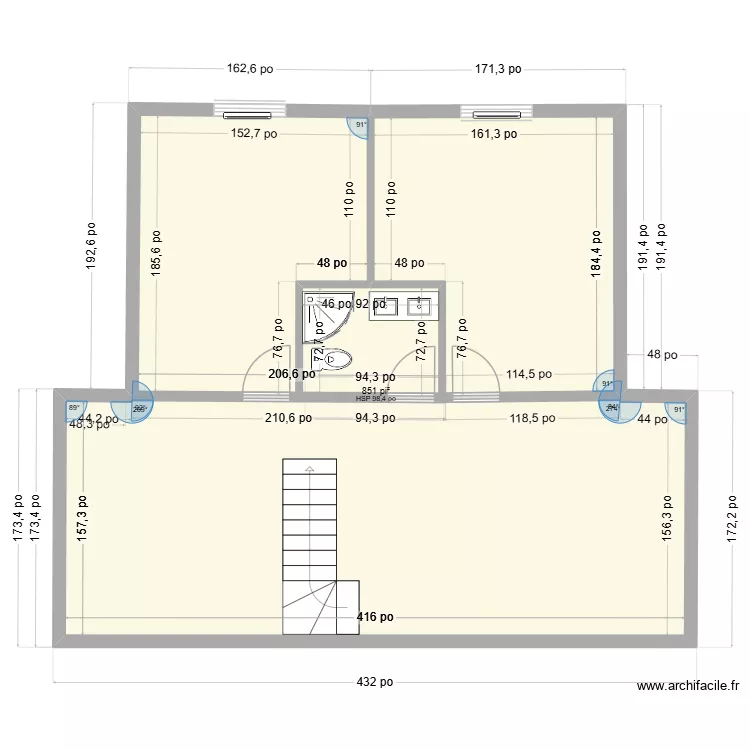 Sous-Sol Martial #2. Plan de 1  et 79 m²