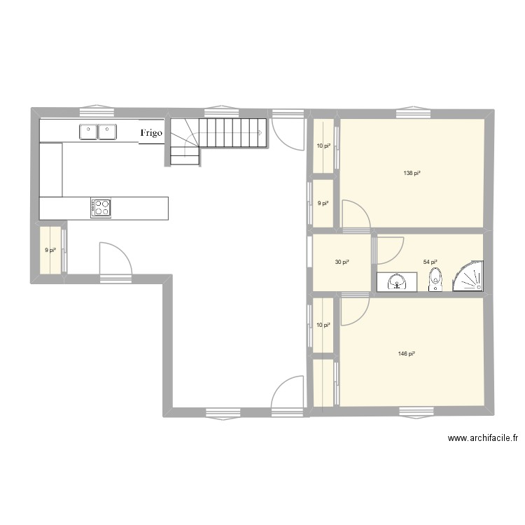 FG-40A. Plan de 8 pièces et 38 m2