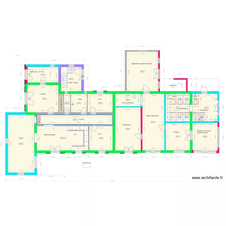 hangar modifie cuisine avec elements  reno mas perret 1958.2002. Plan de 