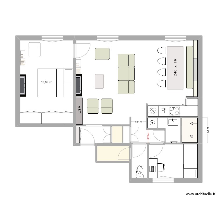 charlot 9 ter. Plan de 8 pièces et 53 m2