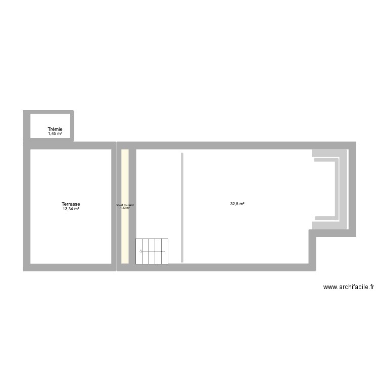 piscine. Plan de 4 pièces et 49 m2