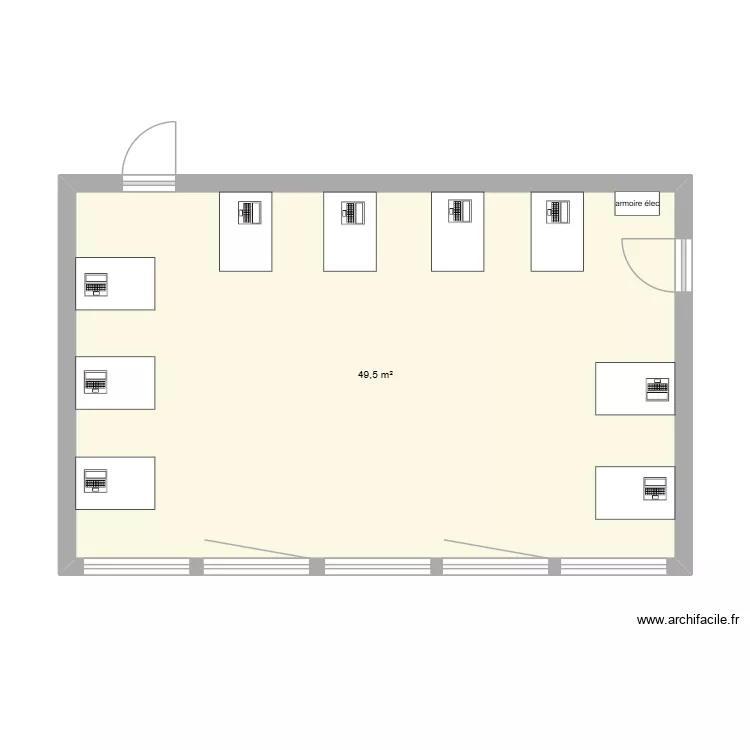 sa&eacute; 2.3 salle 131. Plan de 1  et 50 m²