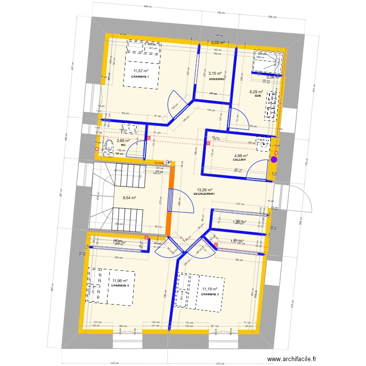 THUONG R+1 révision 3. Plan de 14 pièces et 78 m2