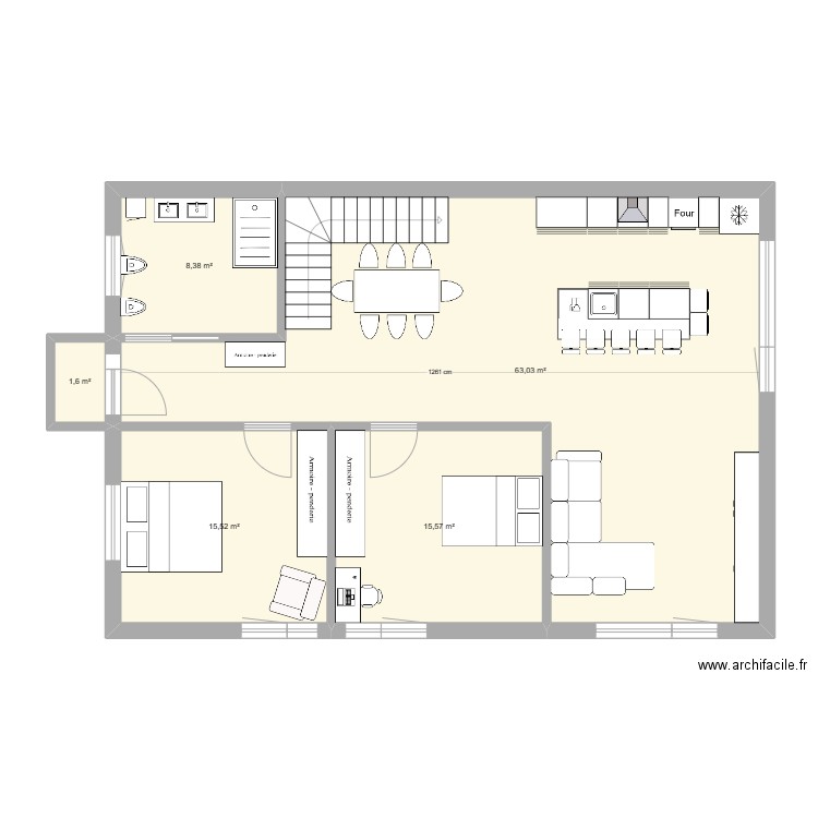 plano 1 piso com sotao 3 quartos . Plan de 19 pièces et 359 m2