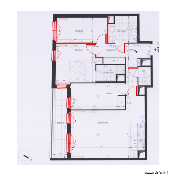 Plan nouveau EX 1 Démolition. Plan de 0 pièce et 0 m2