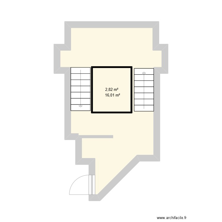 RDC Entrée. Plan de 2 pièces et 22 m2
