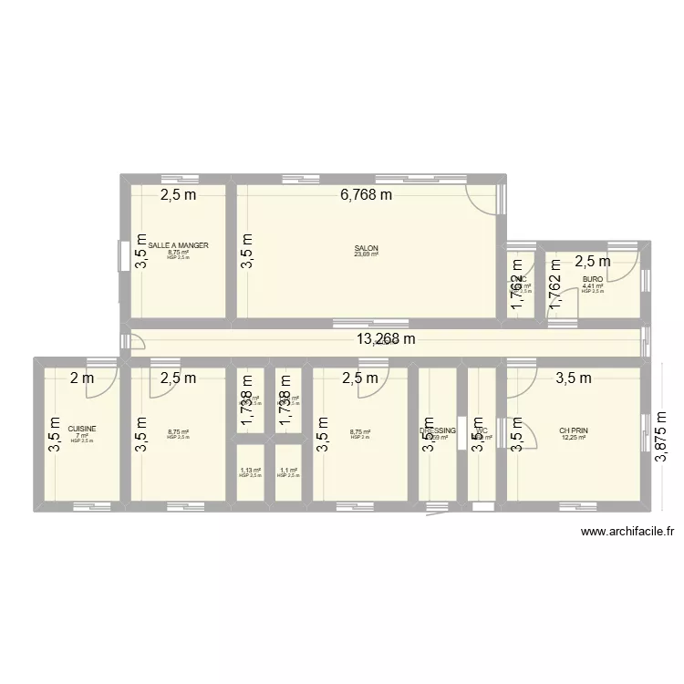 Famille. Plan de 15  et 96 m²