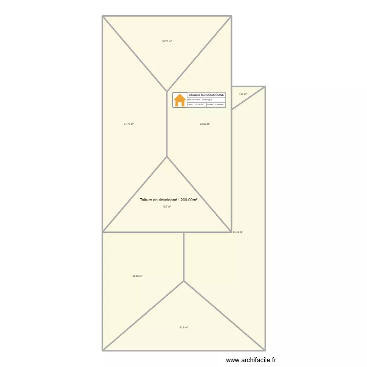 Toiture SARROCHE. Plan de 8  et 200 m²