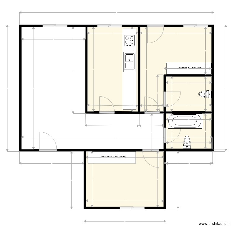 el jadida. Plan de 5 pièces et 39 m2