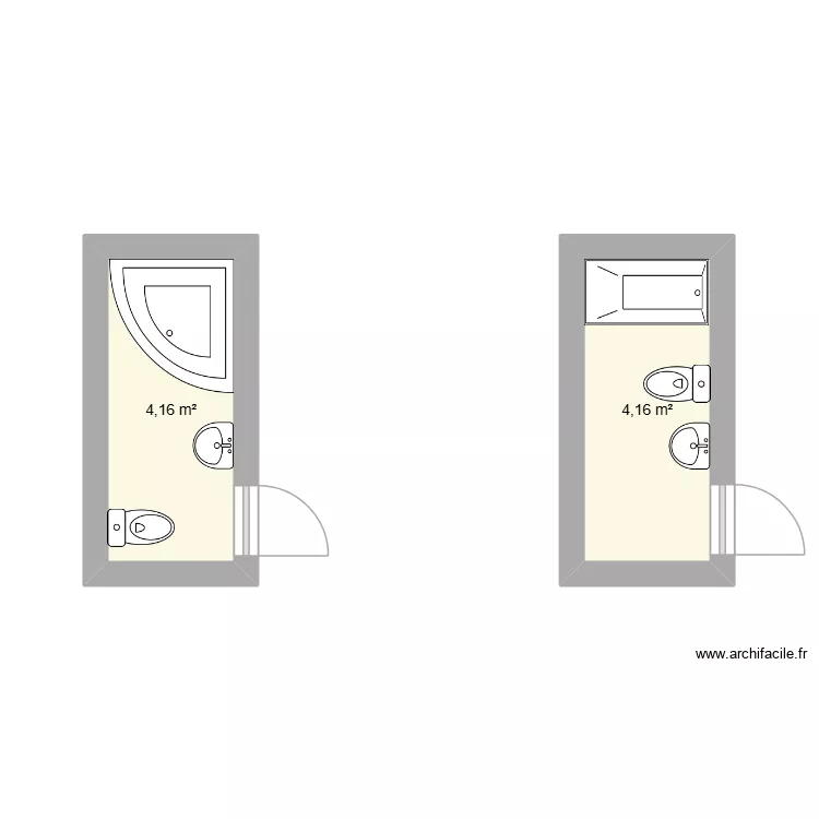 sdb grande. Plan de 2  et 8 m²