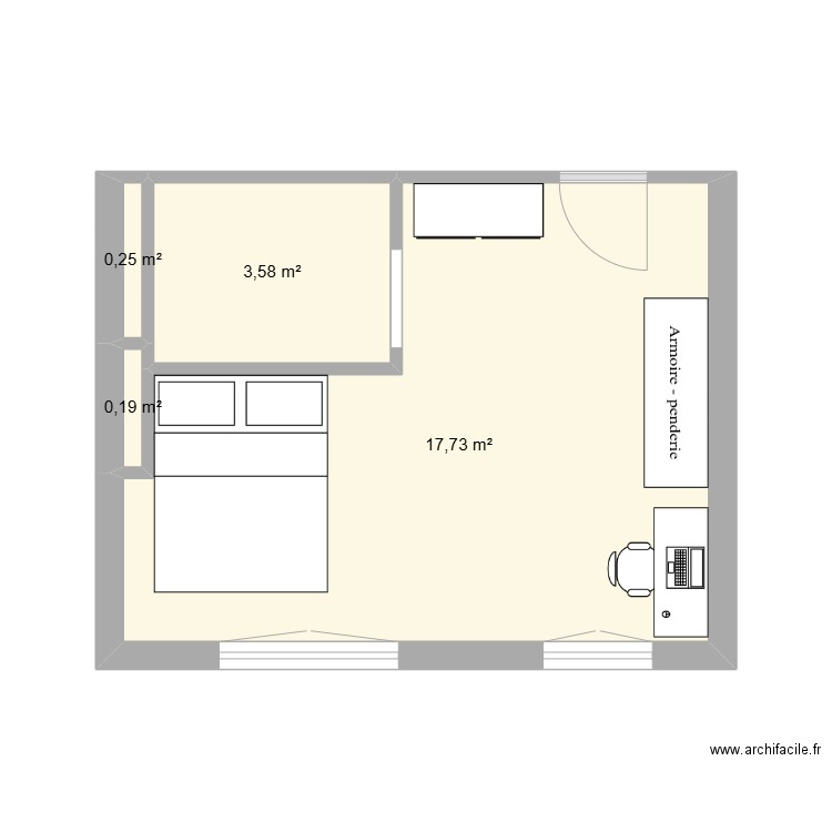 kot Léo. Plan de 4 pièces et 22 m2