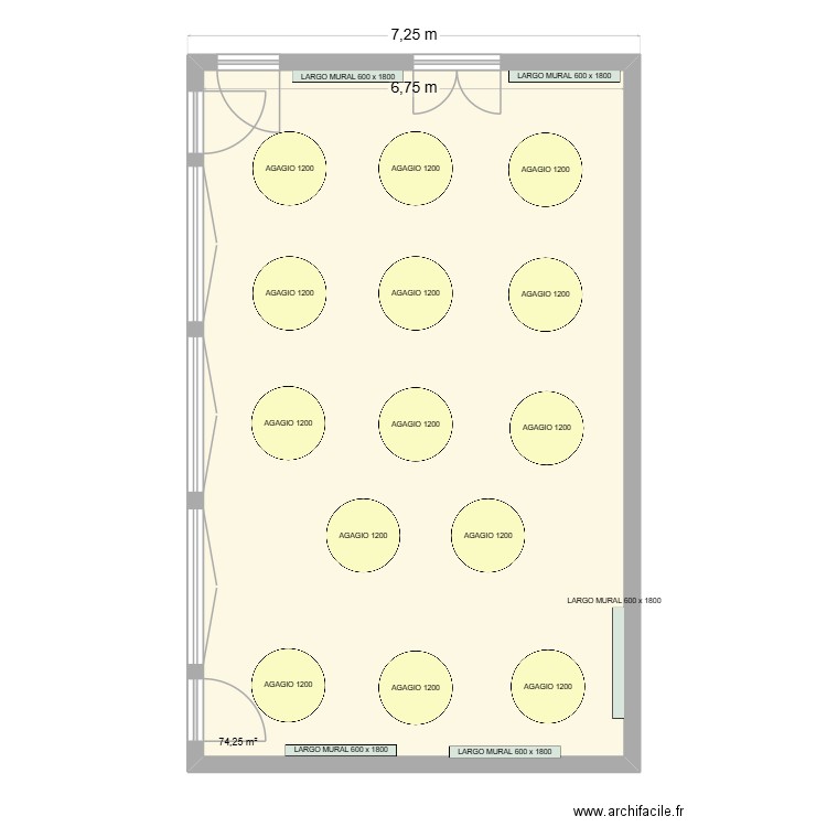 REFECTOIRE - MAIRIE DE LOGRON. Plan de 1 pièce et 74 m2