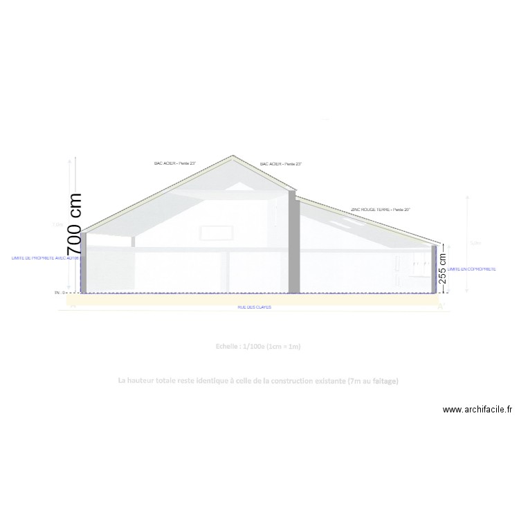 plan de coupe V1. Plan de 0 pièce et 0 m2