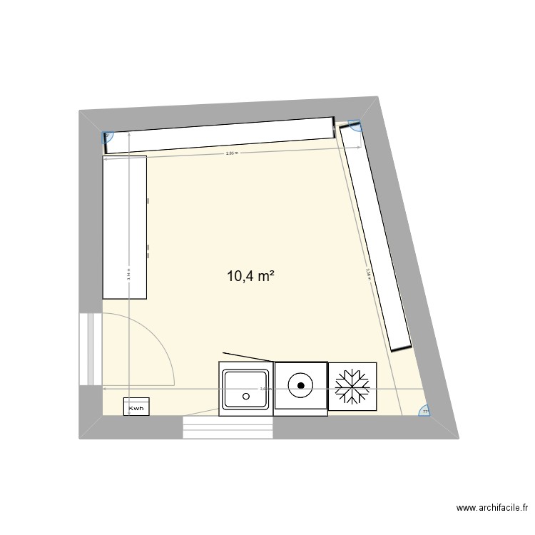 cellier. Plan de 1 pièce et 10 m2