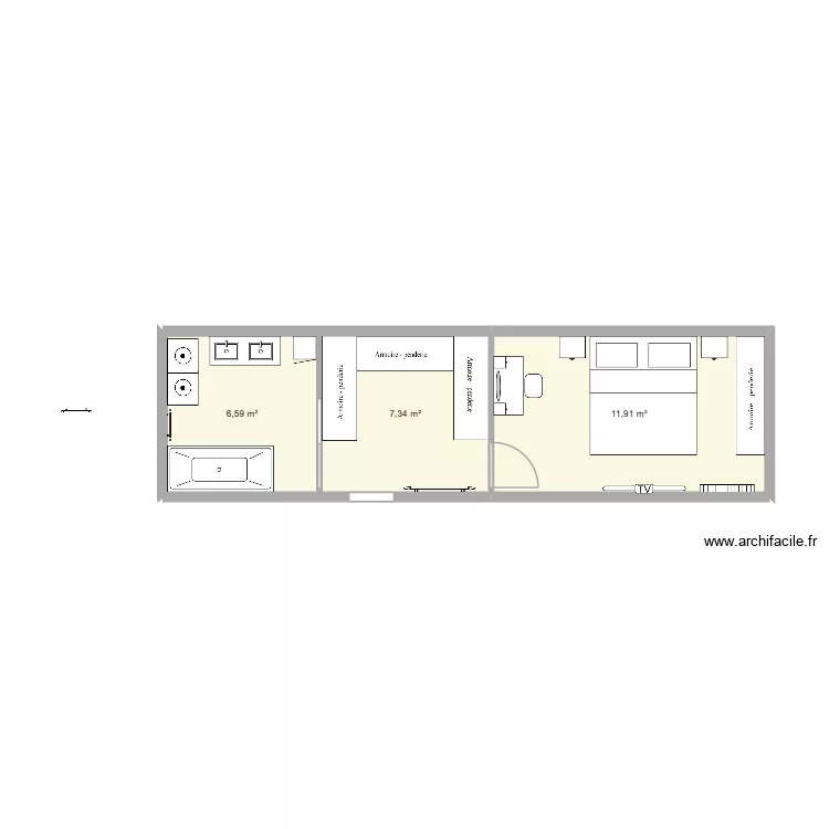Extension. Plan de 3  et 26 m²
