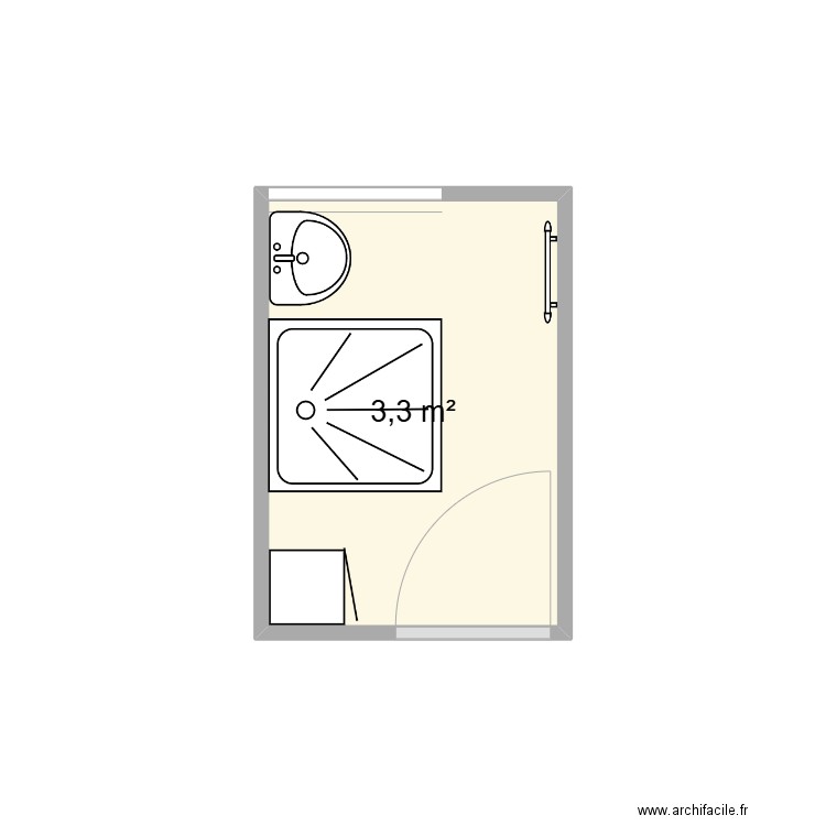 SDB Narrosse. Plan de 1 pièce et 3 m2