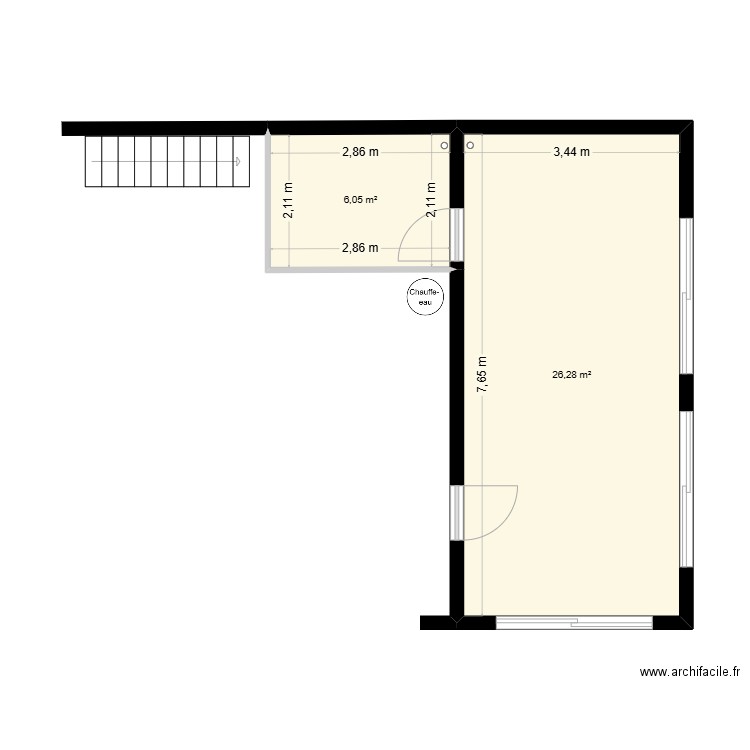 Quincho. Plan de 2 pièces et 32 m2