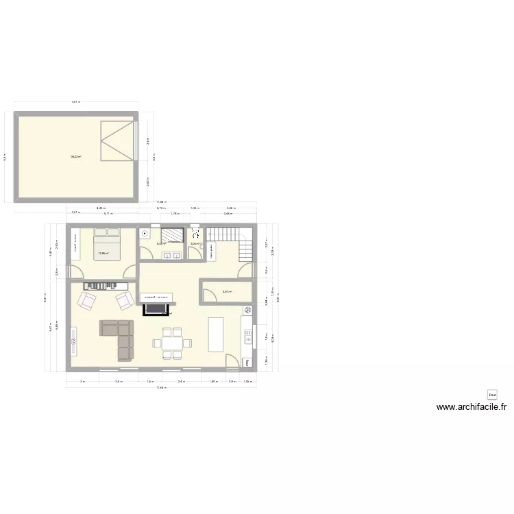 Projet 2. Plan de 6 Pièces et 124 m²