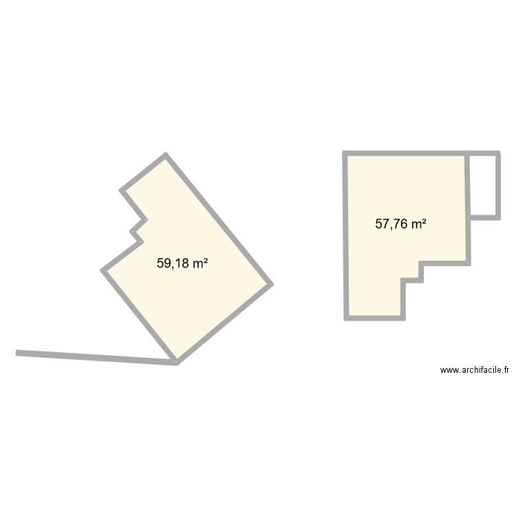 Extension entrée. Plan de 2 pièces et 117 m2