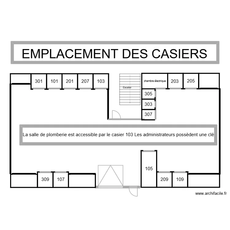 Plan de casiers. Plan de 2  et 60 m²