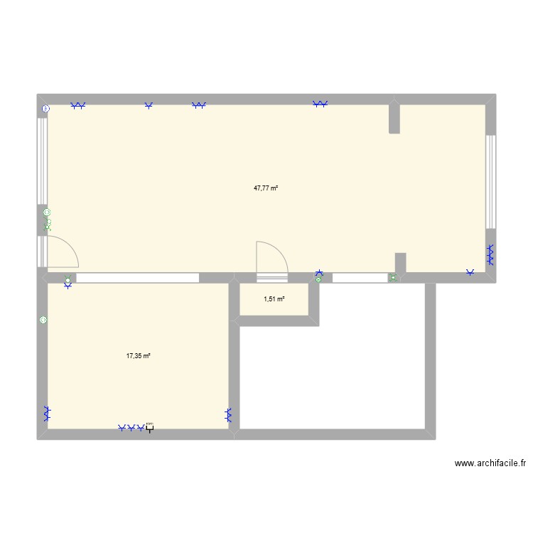 plan salle a manger. Plan de 3 pièces et 67 m2