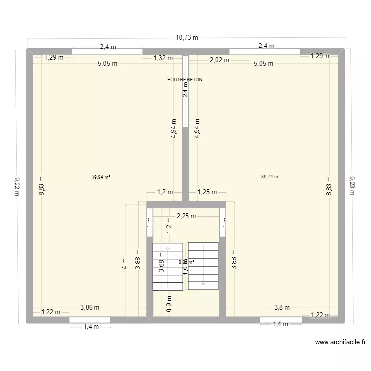 RACINE ETAGE1. Plan de 3  et 88 m²