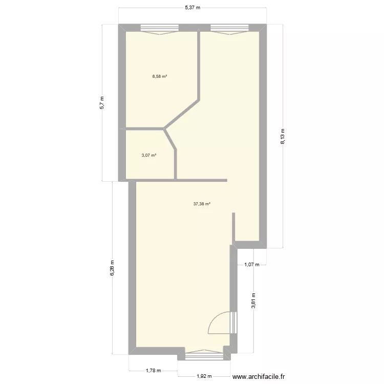 BONDIVENA. Plan de 3  et 49 m²