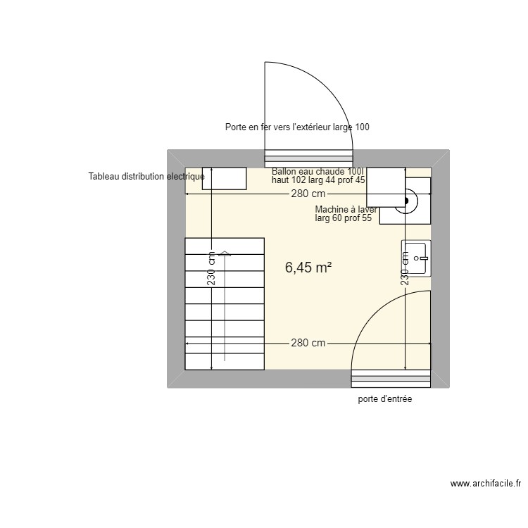 Buanderie 09 novembre 2023. Plan de 1 pièce et 6 m2